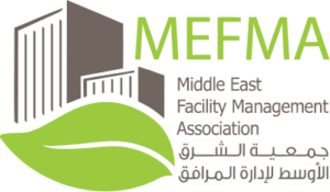 MEFMA logo with 2 buildings and a green leaf, the name is written in Arabic and English