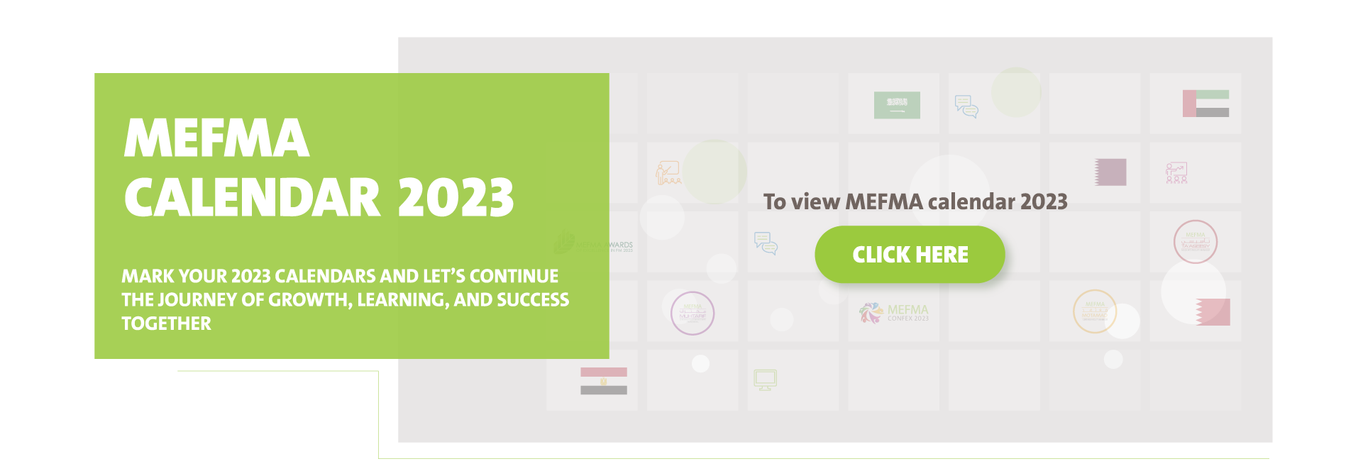 MEFMA calendar 2023 full of growth, learning and success. Training courses and events in the middle east.